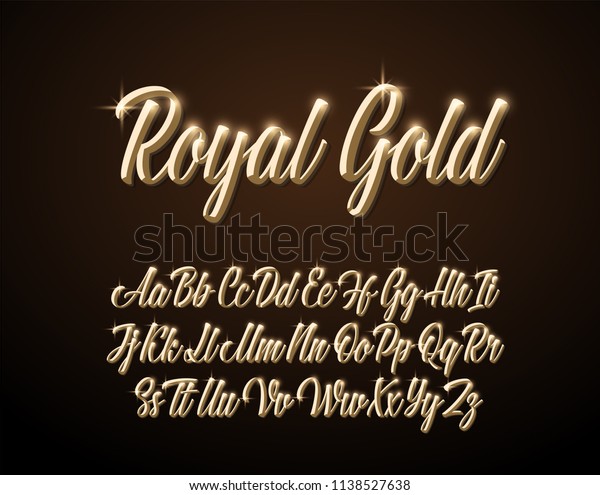 Royal Gold Lettering Alphabet Vector Font