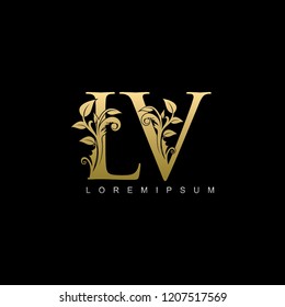 Royal Gold LV Letter Logo. Elegant Gold logo Design Suitable for boutique,restaurant, wedding service, 
hotel or business identity.
