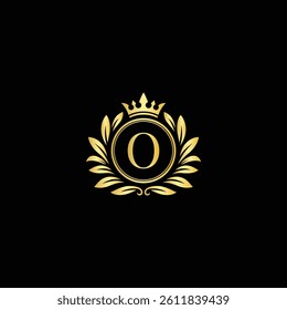 Royal Gold Monogram Letter O Crest Badge Design in vector