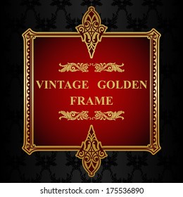 Royal gold Picture frame on the dark wallpaper