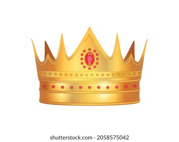 Royal golden crown composition with isolated image of crown for king emperor queen and empress vector illustration