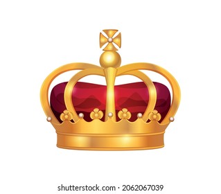 Royal golden crown composition with isolated image of crown for king emperor queen and empress vector illustration