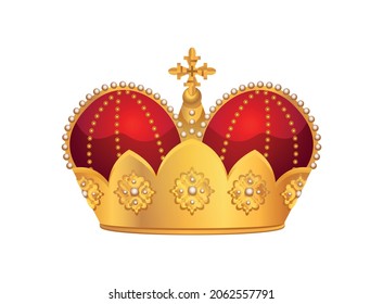 Royal golden crown composition with isolated image of crown for king emperor queen and empress vector illustration