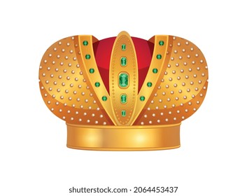 Royal golden crown composition with isolated image of crown for king emperor queen and empress vector illustration
