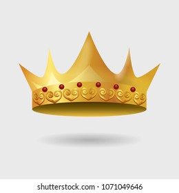 Royal golden crown with Gradient Mesh. Vector Illustration.