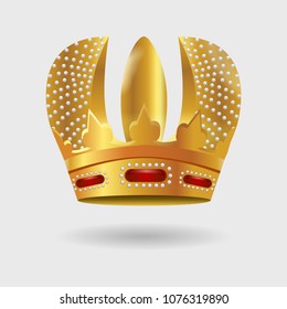 Royal golden crown with Gradient Mesh. Vector Illustration.