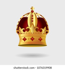 Royal golden crown with Gradient Mesh. Vector Illustration.