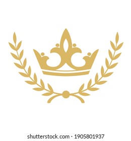 royal golden crown with wreath vector design