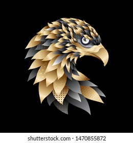 Royal Golden Eagle isolated vector Illustration with golden feathers