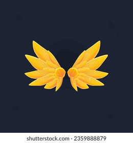Royal  Golden Fantasy Game Wings UI Icon Or Element Cute Colorful Cartoon Vector Design
