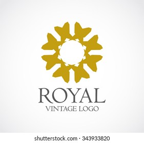 Royal of golden flower abstract vector and logo design or template vintage business icon of company identity symbol concept