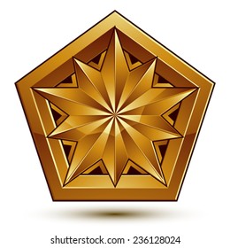 Royal golden geometric symbol, stylized golden star, best for use in web and graphic design, corporate vector icon isolated on white background.