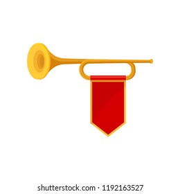 Royal golden horn, heraldic symbol, monarchy attribute vector Illustration on a white background