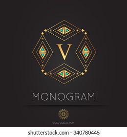 Royal golden linear modern monogram, logo vector template. Hotel logo. Kings symbol.