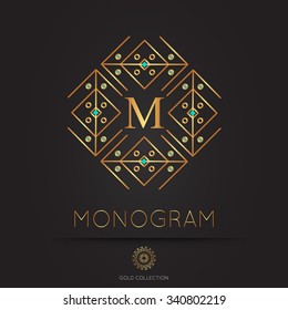 Royal golden linear modern monogram, logo vector template. Hotel logo. Kings symbol.