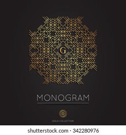 Royal golden linear modern monogram, logo vector template. Hotel logo. Kings symbol.