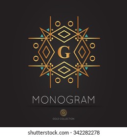 Royal golden linear modern monogram, logo vector template. Hotel logo. Kings symbol.