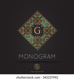 Royal golden linear modern monogram, logo vector template. Hotel logo. Kings symbol.