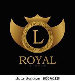 Royal Golden logo Design for letter L. luxury Golden Vector logo design. Golden letter L logo for salon, spa, cosmetic, Boutique, Jewelry.