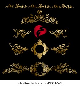 royal golden monograms set. design elements