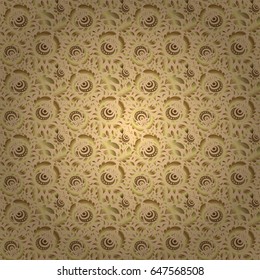 Royal golden seamless pattern on a beige background. Luxury ornament for wallpaper, invitation, wrapping. Vector illustration.