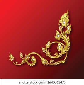 Royal golden vintage ornament greeting card vector template. Retro wedding invitations, advertising or other design and place for text. Flourishes frame of thailand art, Royal border style.