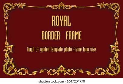 Royal golden vintage ornament greeting card vector template. Retro wedding invitations, advertising or other design and place for text. Flourishes frame of thailand art, Royal border style.