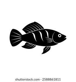 Royal Gramma Silhouette Vector Art and Black Color Royal Gramma Fish Design Illustration