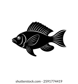 Royal Gramma Silhouette Vector Art and Black Color Royal Gramma Fish Design Illustration