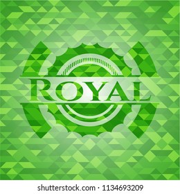 Royal green emblem with triangle mosaic background