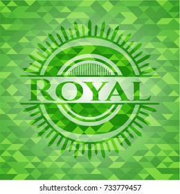 Royal green emblem with triangle mosaic background