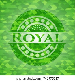 Royal green emblem with triangle mosaic background