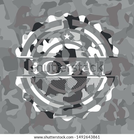 Royal grey camouflaged emblem. Vector Illustration.