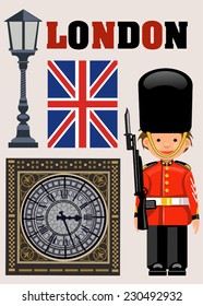 A Royal Guard  and  Big Ben clock