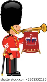 A Royal Guard blows the horn
