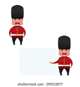 Royal guard doing actions collection on white background