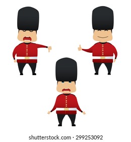 Royal guard doing actions collection on white background