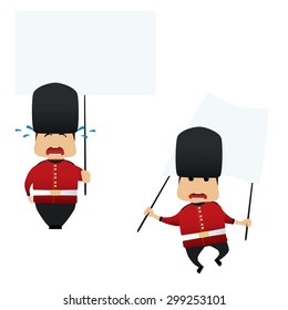 Royal guard doing actions collection on white background