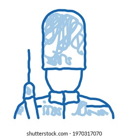 royal guard sketch icon vector. Hand drawn blue doodle line art royal guard sign. isolated symbol illustration