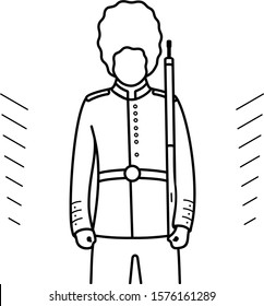 Royal guard. Vector outline icon.