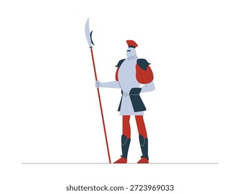 Guardias reales con armadura de pie valientemente, Ilustración vectorial de dibujos animados del reino.