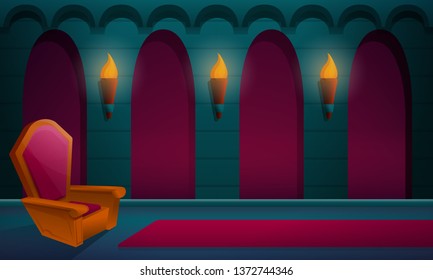 royal hall in the castle with the throne, vector illustration