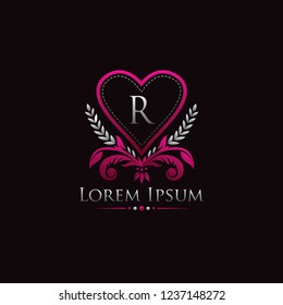 Royal Heart Design R Letter Logo