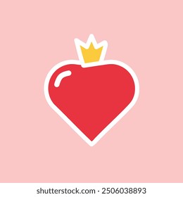 Royal heart icon illustration. A simple and cute illustration of a heart with a crown, perfect for adding a touch of royalty to your designs.