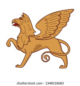 Royal heraldry gryphon mythical creature power and strength symbol vector eagle head lion body bird wings isolated heraldic gold emblem legendary beast monarchy vulture mystic coat of arms symbol