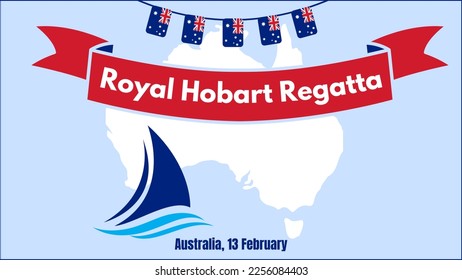 Ilustración del Día Real de la Regata de Hobart, Australia, 13 de febrero. Adecuado para afiches, portadas, web, banner de medios sociales.