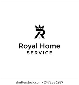 Royal home logo. initial R crown house  logo vector. roofing company logotype