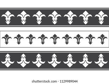 Royal horizontal borders. French borders abstract vector. lily border