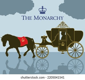 A Royal Horse and Carriage, symbolising the Monarchy of the United Kingdom, the constitutional form of government by which a hereditary sovereign reigns as the head of state.