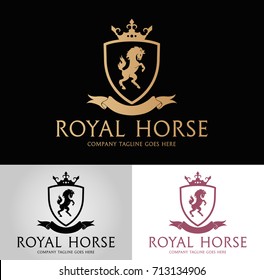 Royal Horse Logo. Easy to change size, color and text. 